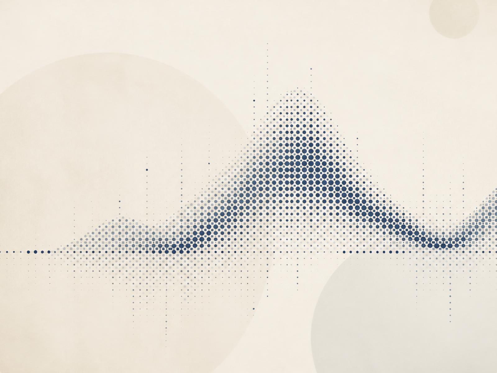 Abstract distribution curve rendered in dots